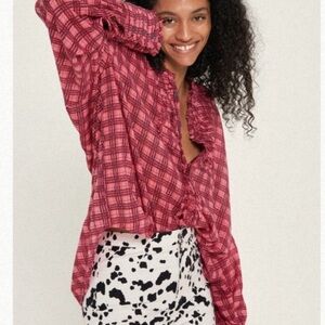 Free People plaid Miles tuxedo shirt
